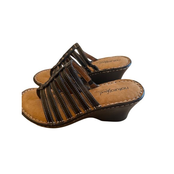 Natural Soul Size 6.5 Women’s by Naturalizer Strappy Wedge Sandals Black - Picture 9 of 14